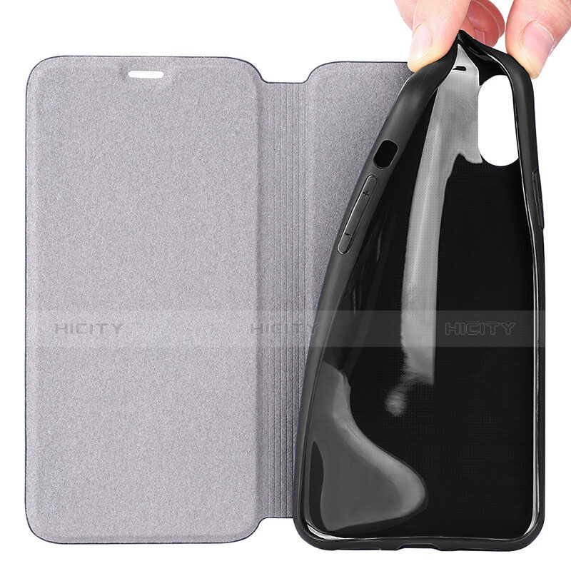 Apple iPhone X用手帳型 レザーケース スタンド アップル ブラック