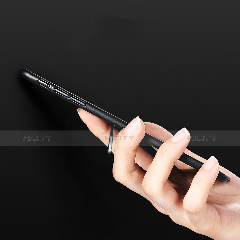 Apple iPhone X用ハードケース プラスチック 質感もマット アンド指輪 Q02 アップル ブラック