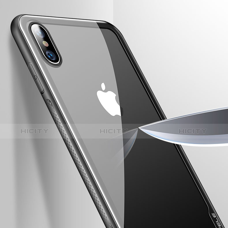 Apple iPhone X用極薄ソフトケース シリコンケース 耐衝撃 全面保護 クリア透明 V08 アップル ブラック