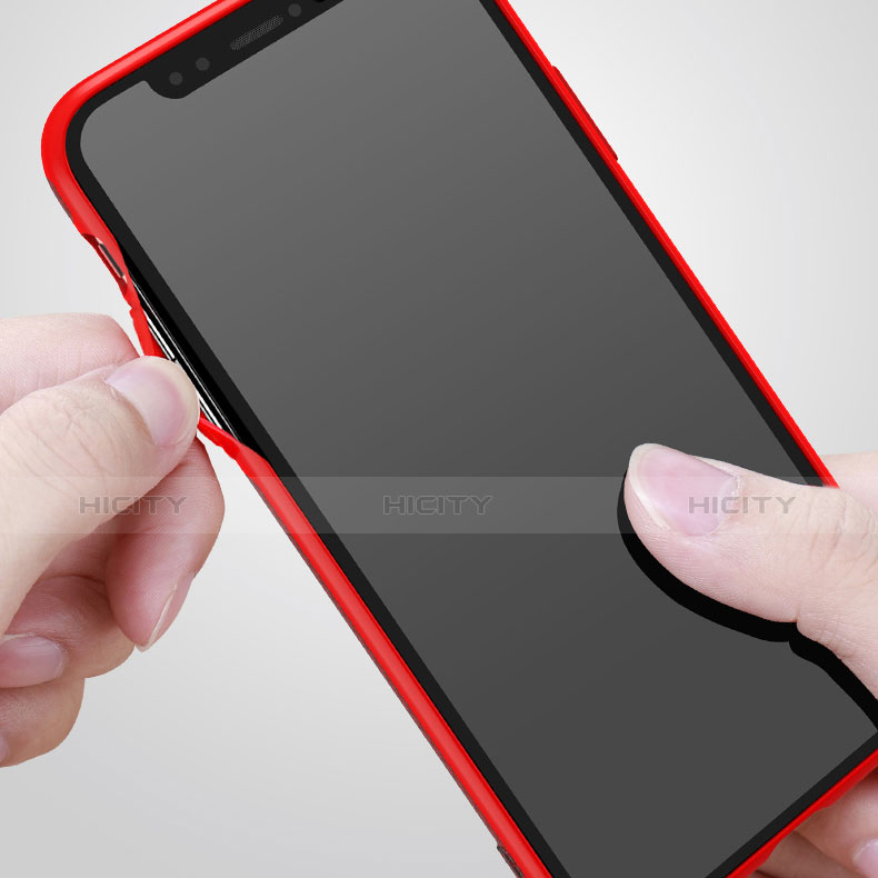 Apple iPhone X用極薄ソフトケース シリコンケース 耐衝撃 全面保護 アンド指輪 T01 アップル レッド