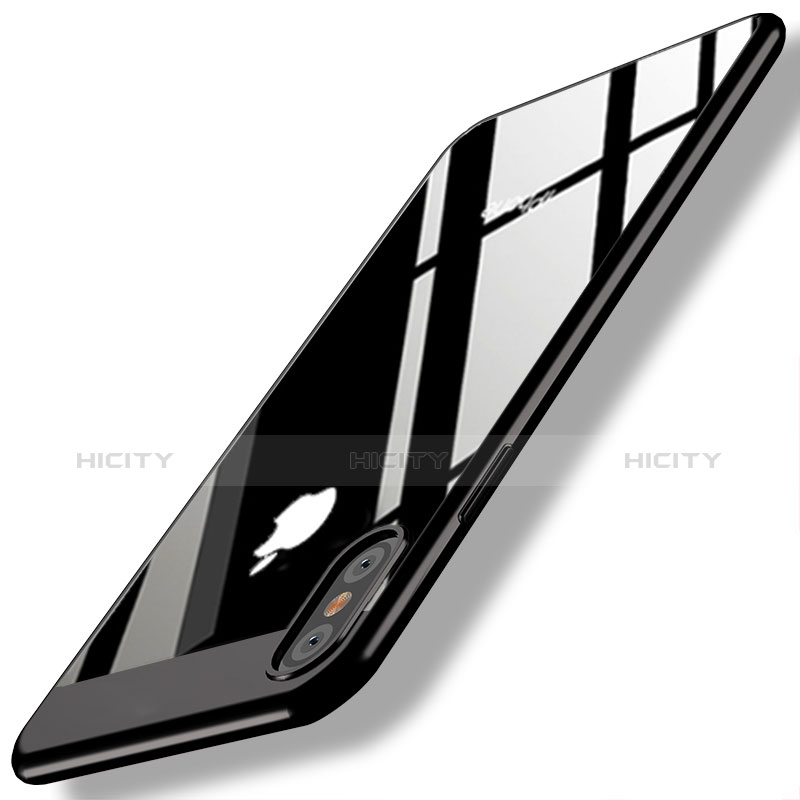 Apple iPhone X用ハードケース プラスチック 鏡面 M01 アップル ブラック