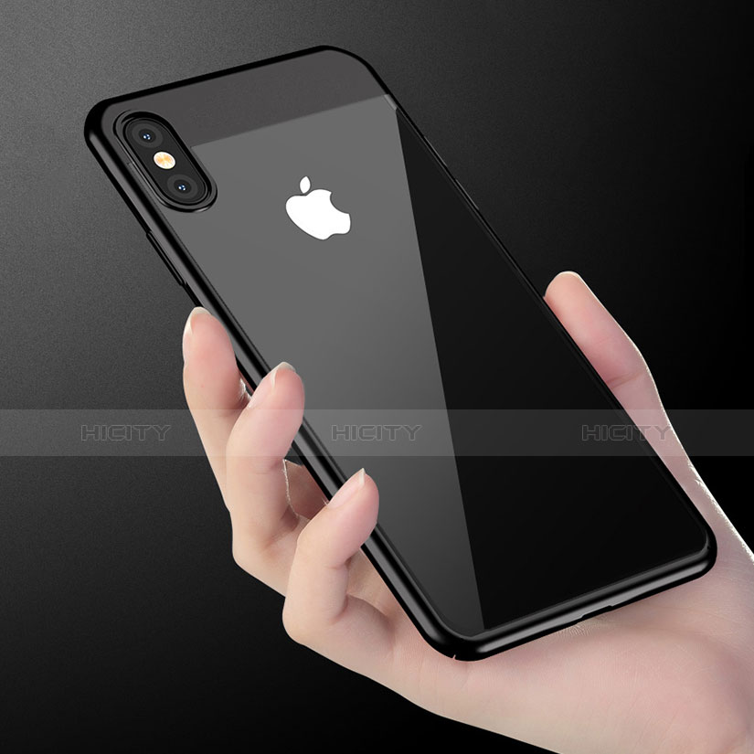 Apple iPhone X用ハードケース プラスチック 鏡面 M01 アップル ブラック