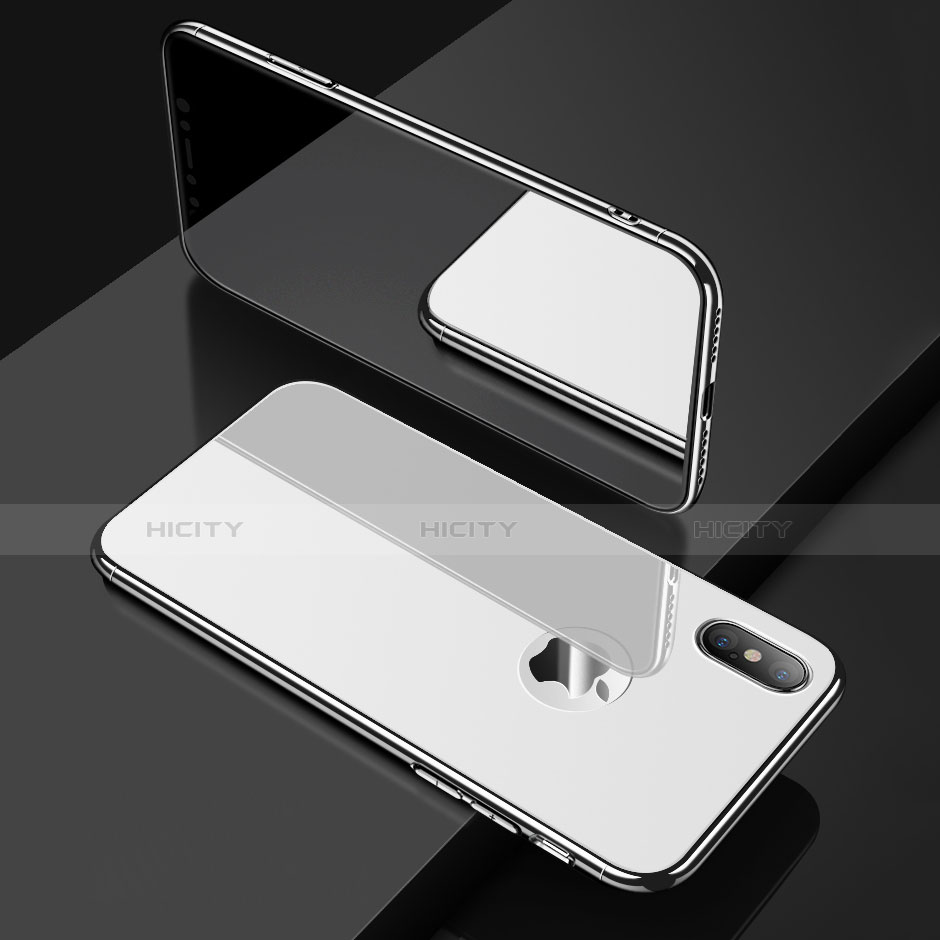 Apple iPhone X用ハードケース プラスチック 鏡面 アップル ホワイト