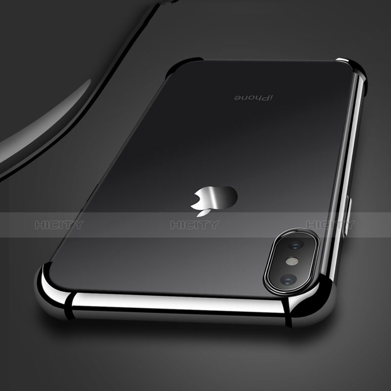 Apple iPhone X用極薄ソフトケース シリコンケース 耐衝撃 全面保護 クリア透明 V14 アップル ブラック