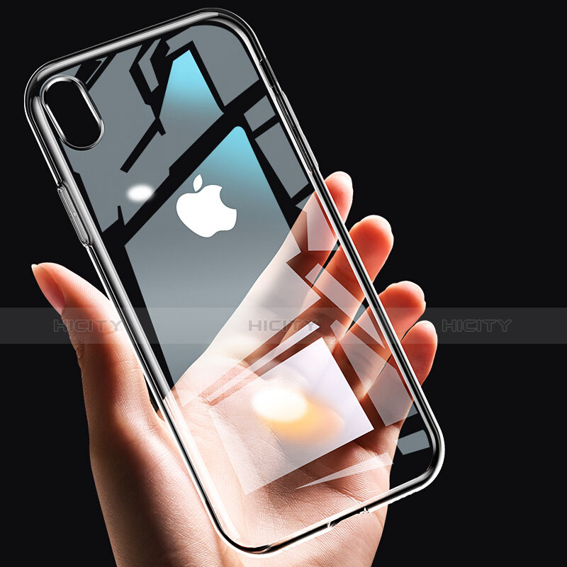 Apple iPhone X用極薄ソフトケース シリコンケース 耐衝撃 全面保護 クリア透明 C12 アップル シルバー