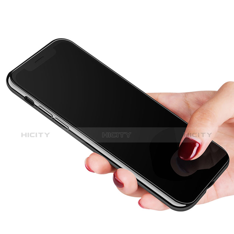 Apple iPhone X用360度 フルカバーハイブリットバンパーケース クリア透明 プラスチック 鏡面 C02 アップル ブラック