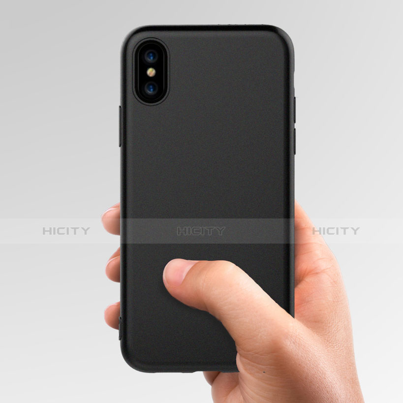 Apple iPhone X用極薄ソフトケース シリコンケース 耐衝撃 全面保護 C03 アップル ブラック