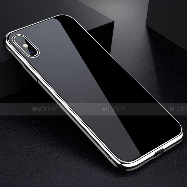 Apple iPhone X用ケース 高級感 手触り良い アルミメタル 製の金属製 360度 フルカバーバンパー 鏡面 カバー アップル シルバー