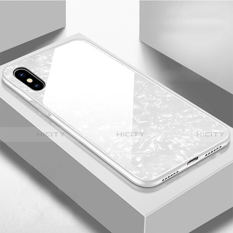 Apple iPhone X用ハイブリットバンパーケース プラスチック 鏡面 カバー アップル ホワイト