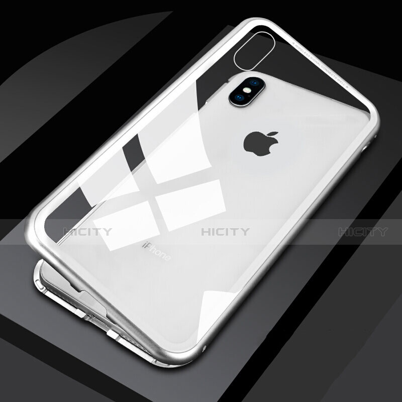 Apple iPhone X用ケース 高級感 手触り良い アルミメタル 製の金属製 360度 フルカバーバンパー 鏡面 カバー M01 アップル ホワイト