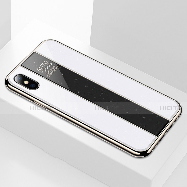 Apple iPhone X用ハイブリットバンパーケース プラスチック 鏡面 カバー M01 アップル ホワイト