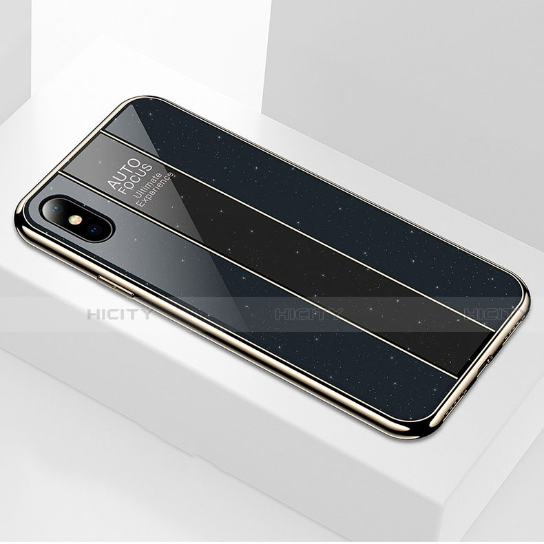 Apple iPhone X用ハイブリットバンパーケース プラスチック 鏡面 カバー M01 アップル ブラック
