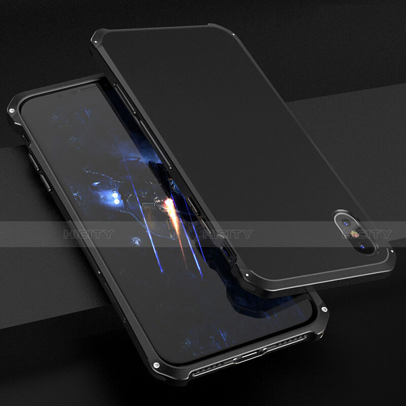 Apple iPhone X用ケース 高級感 手触り良い アルミメタル 製の金属製 カバー アップル ブラック