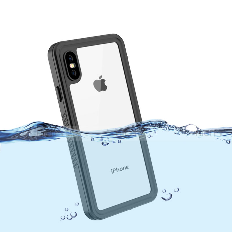 Apple iPhone X用完全防水ケース ハイブリットバンパーカバー 高級感 手触り良い 360度 アップル ブラック