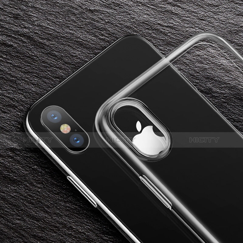 Apple iPhone X用極薄ソフトケース シリコンケース 耐衝撃 全面保護 クリア透明 アップル グレー
