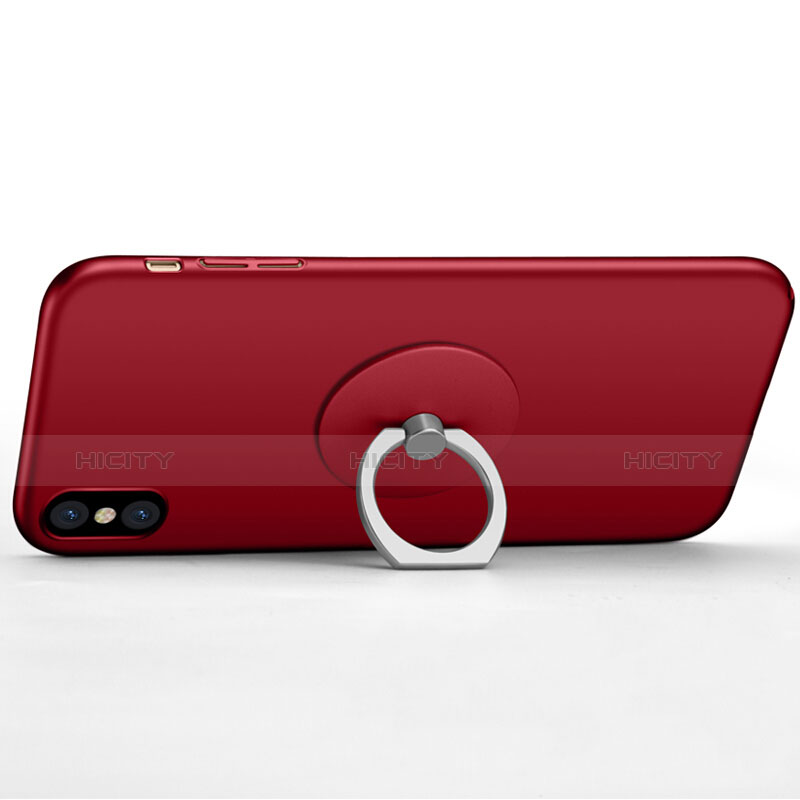 Apple iPhone X用ハードケース プラスチック 質感もマット アンド指輪 アップル レッド