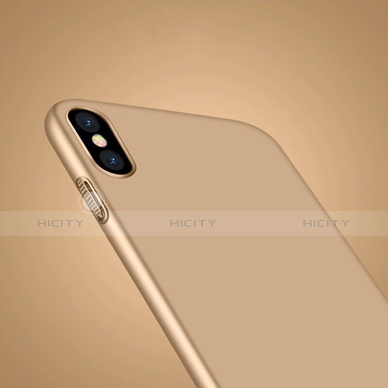 Apple iPhone X用ハードケース プラスチック 質感もマット アンド指輪 アップル ゴールド