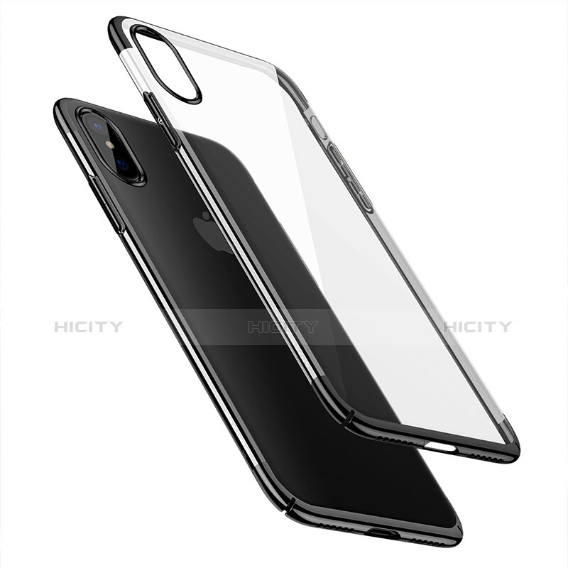 Apple iPhone X用極薄ケース プラスチック クリア透明 アップル ブラック
