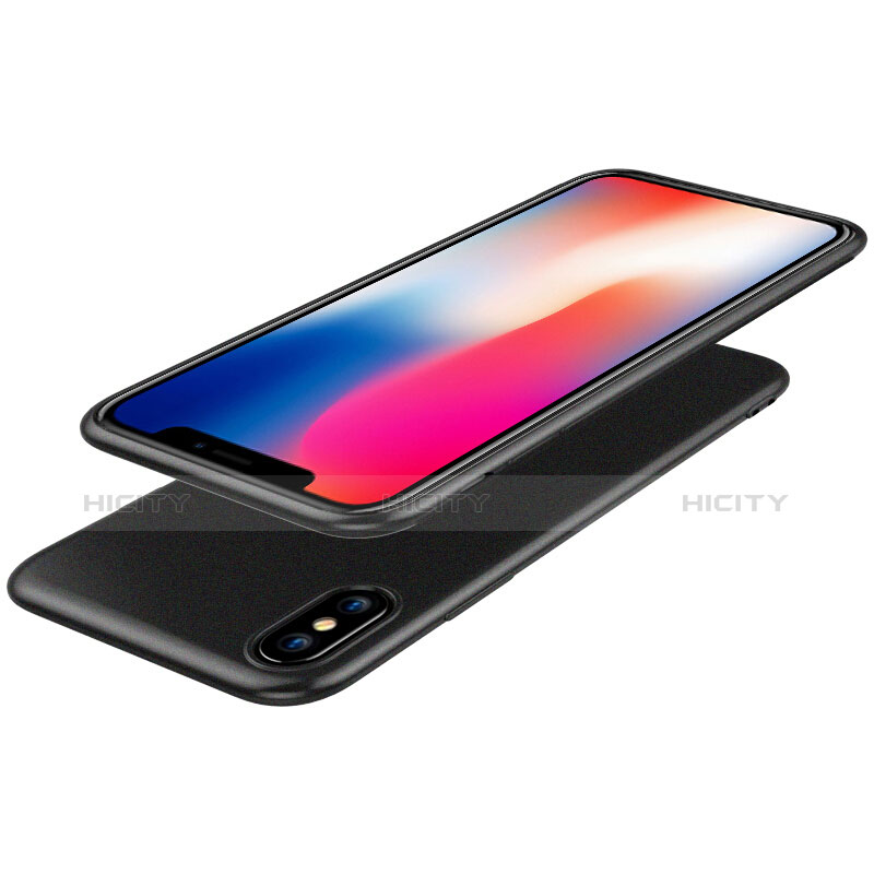 Apple iPhone X用極薄ソフトケース シリコンケース 耐衝撃 全面保護 アンド液晶保護フィルム アップル ブラック