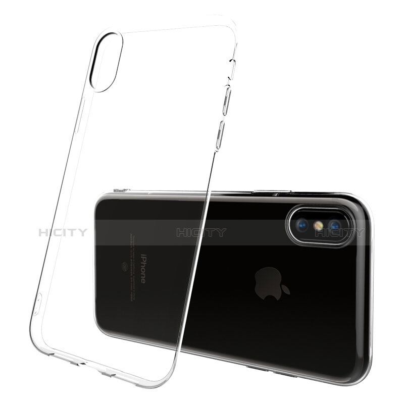 Apple iPhone X用極薄ソフトケース シリコンケース 耐衝撃 全面保護 クリア透明 アンド液晶保護フィルム アップル クリア