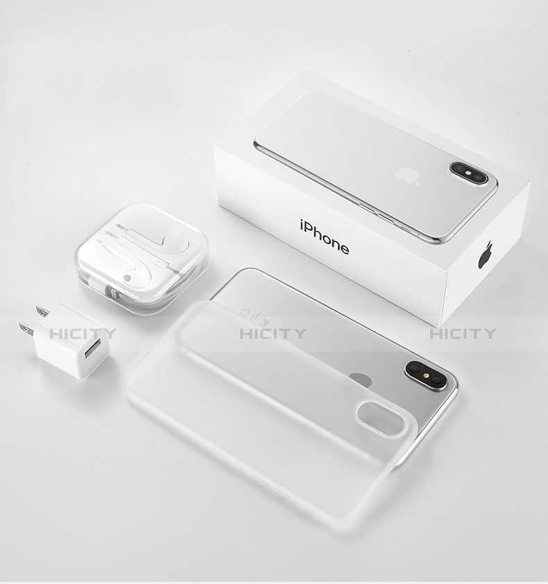 Apple iPhone X用極薄ソフトケース シリコンケース 耐衝撃 全面保護 クリア透明 T04 アップル ホワイト