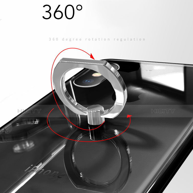 Apple iPhone X用極薄ソフトケース シリコンケース 耐衝撃 全面保護 クリア透明 アンド指輪 V01 アップル 