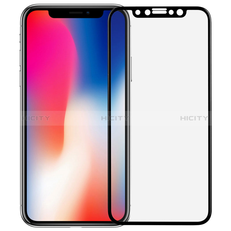 Apple iPhone X用強化ガラス フル液晶保護フィルム F04 アップル ブラック