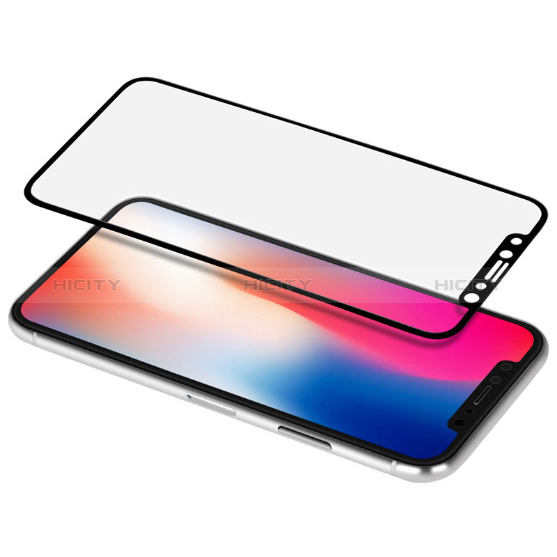 Apple iPhone X用強化ガラス フル液晶保護フィルム F04 アップル ブラック