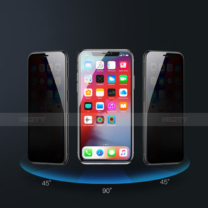 Apple iPhone X用反スパイ 強化ガラス 液晶保護フィルム P01 アップル クリア