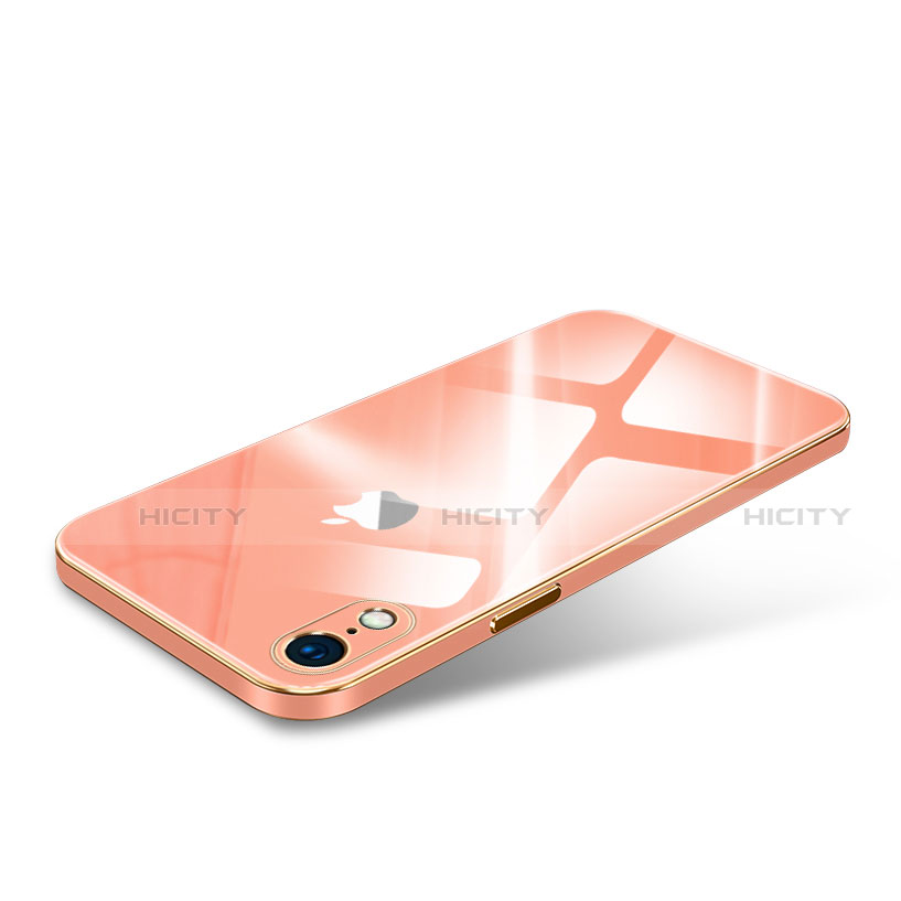 Apple iPhone XR用ハイブリットバンパーケース クリア透明 高級感 プラスチック 鏡面 カバー アップル オレンジ