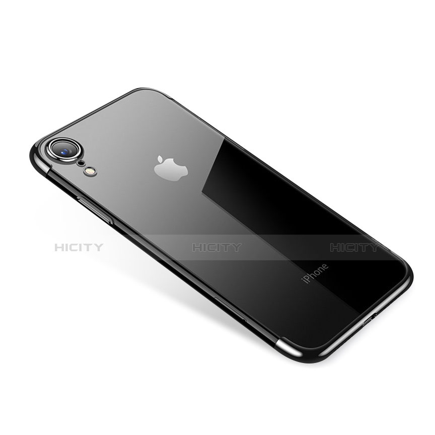 Apple iPhone XR用極薄ソフトケース シリコンケース 耐衝撃 全面保護 クリア透明 H01 アップル ブラック