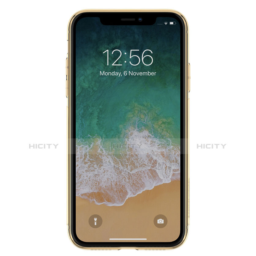 Apple iPhone XR用極薄ソフトケース シリコンケース 耐衝撃 全面保護 クリア透明 アップル ゴールド