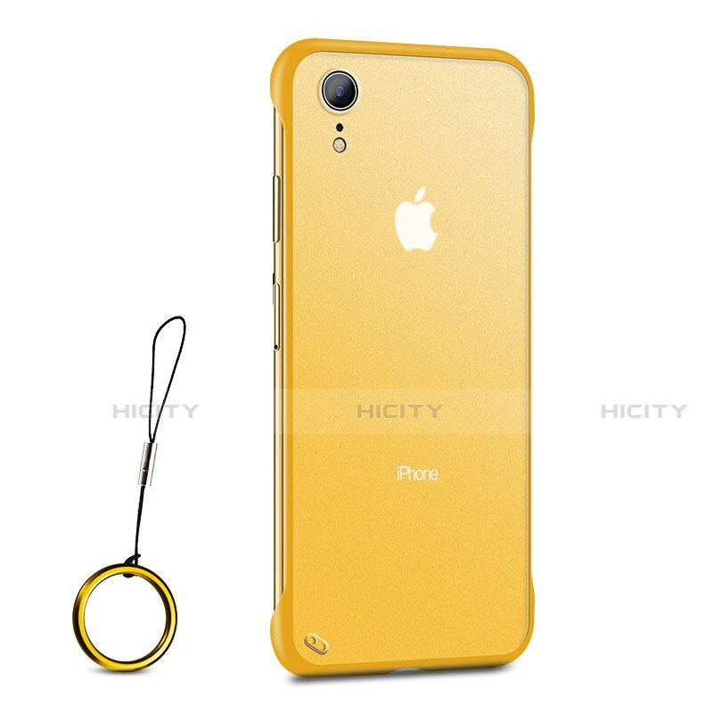 Apple iPhone XR用極薄ソフトケース シリコンケース 耐衝撃 全面保護 クリア透明 HT01 アップル ゴールド