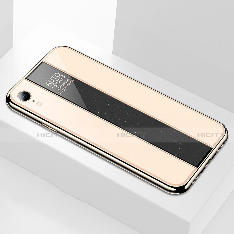 Apple iPhone XR用ハイブリットバンパーケース プラスチック 鏡面 カバー アップル ゴールド