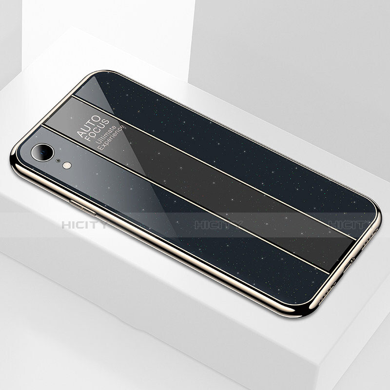 Apple iPhone XR用ハイブリットバンパーケース プラスチック 鏡面 カバー アップル ブラック