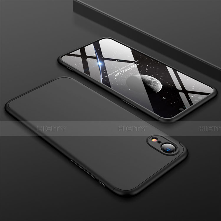 Apple iPhone XR用ハードケース プラスチック 質感もマット 前面と背面 360度 フルカバー アップル ブラック
