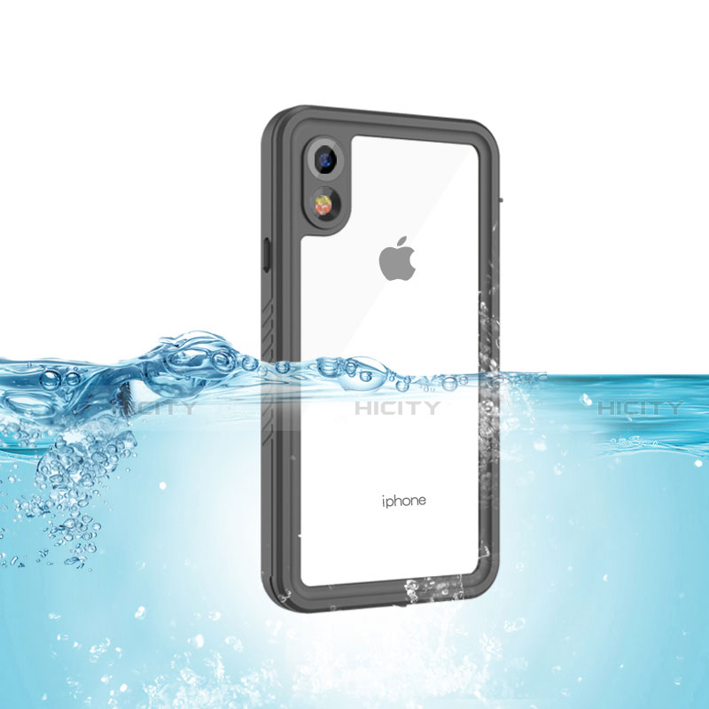 Apple iPhone XR用完全防水ケース ハイブリットバンパーカバー 高級感 手触り良い 360度 アップル ブラック