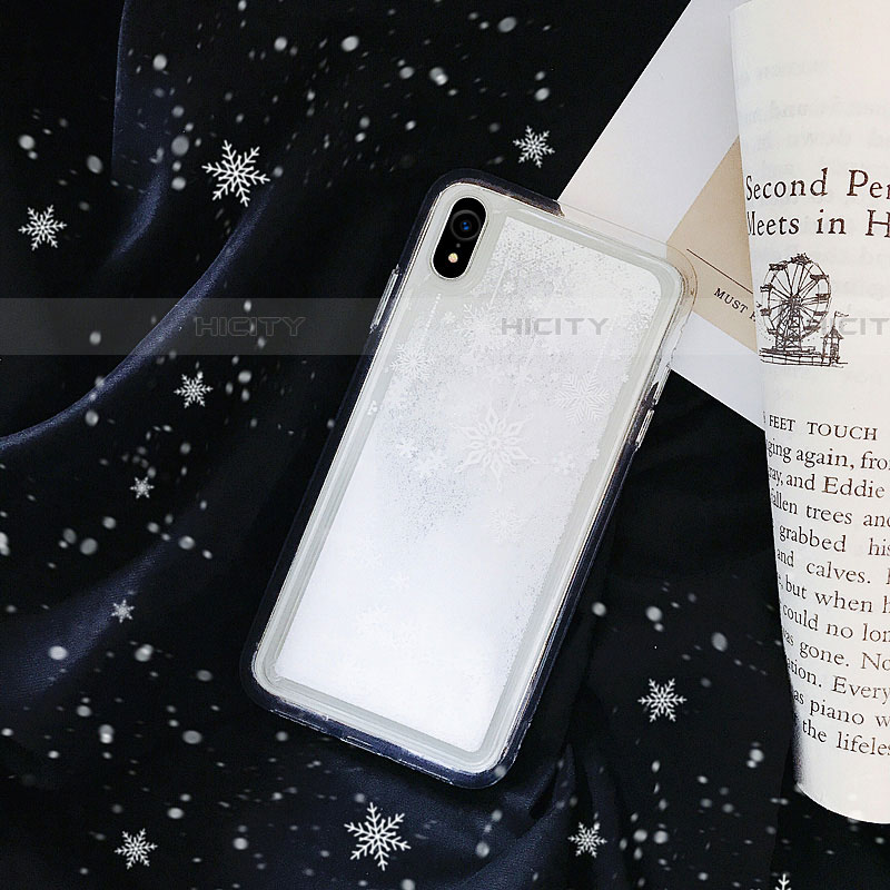 Apple iPhone XR用極薄ソフトケース シリコンケース 耐衝撃 全面保護 クリア透明 花 T23 アップル ホワイト