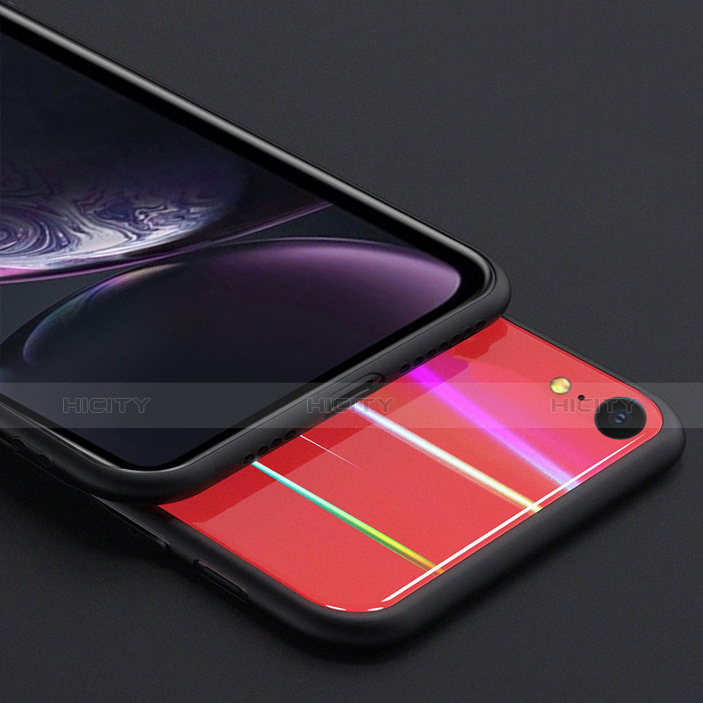 Apple iPhone XR用ハイブリットバンパーケース プラスチック 鏡面 虹 グラデーション 勾配色 カバー M01 アップル 