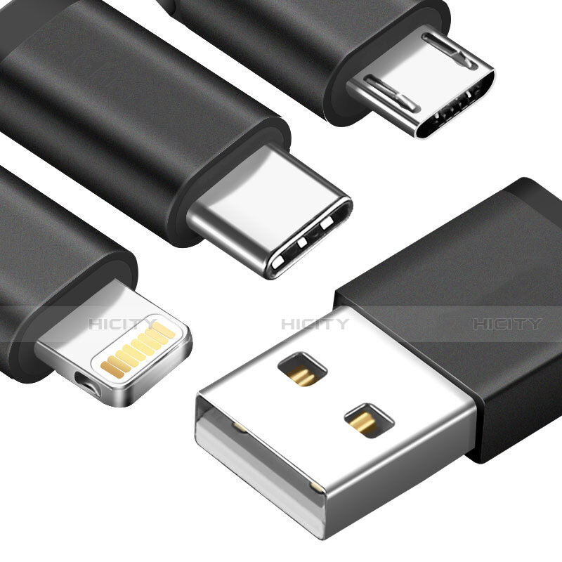 Apple iPhone Xs用Lightning USBケーブル 充電ケーブル Android Micro USB C01 アップル ブラック
