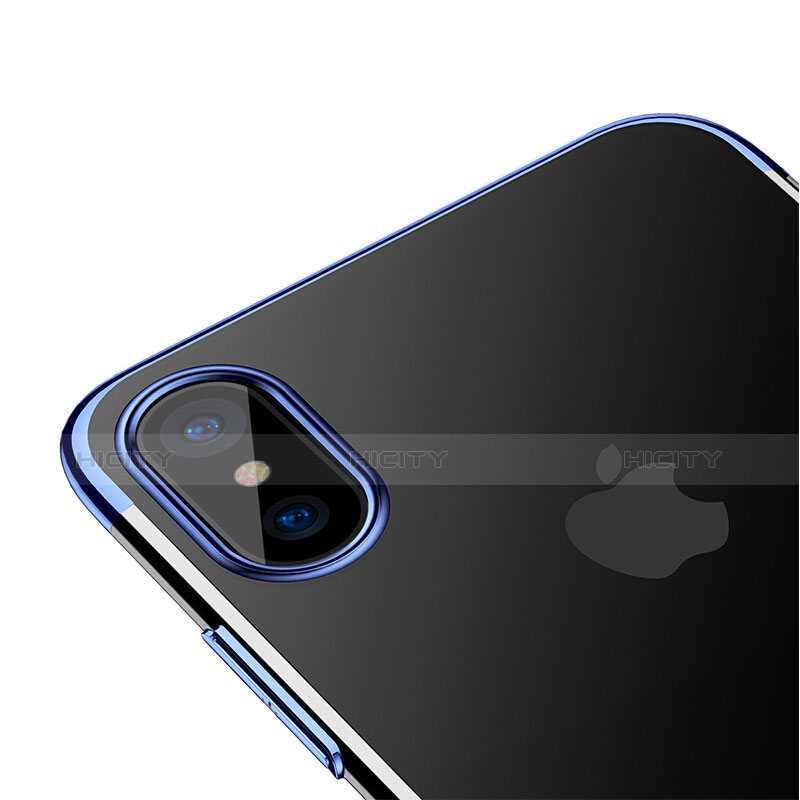 Apple iPhone Xs用極薄ケース プラスチック クリア透明 アップル ネイビー