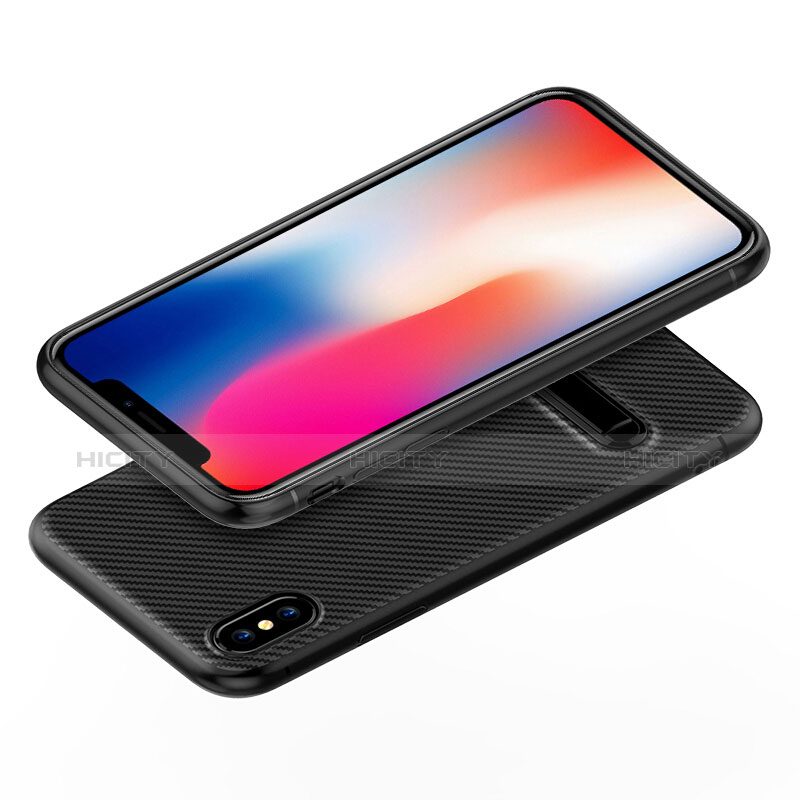 Apple iPhone Xs用シリコンケース ソフトタッチラバー ツイル ともにホルダー アップル ブラック