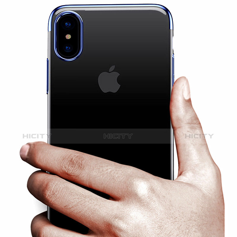Apple iPhone Xs用ハイブリットバンパーケース クリア透明 プラスチック アップル ネイビー
