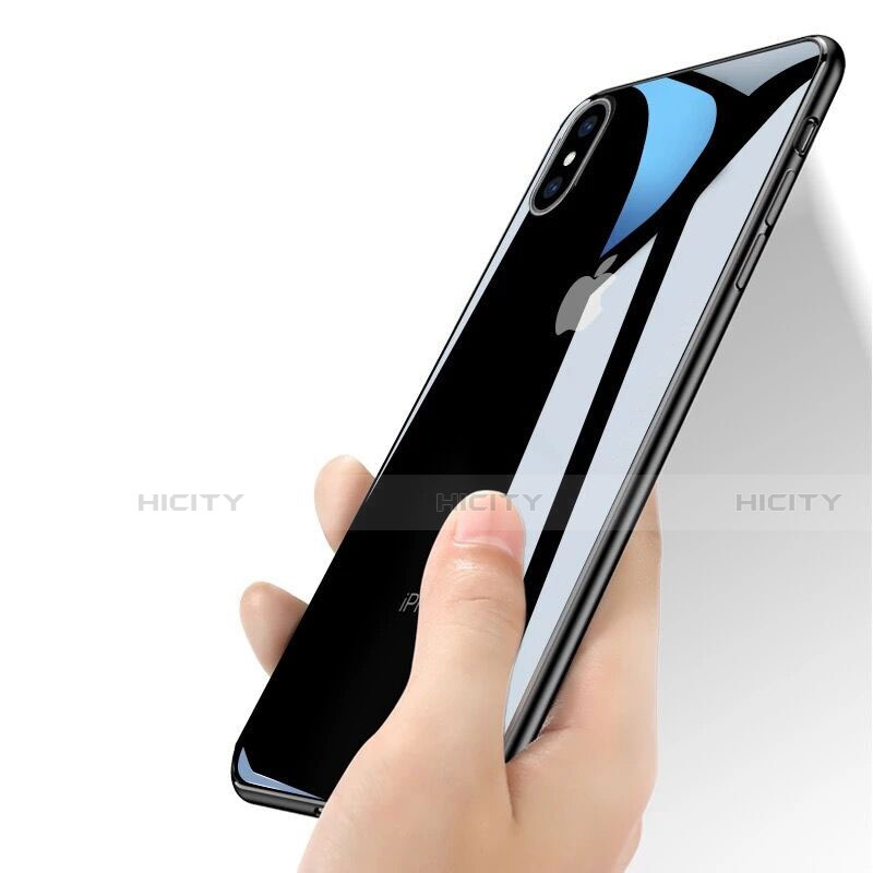 Apple iPhone Xs用ハイブリットバンパーケース クリア透明 プラスチック 鏡面 アップル ブラック