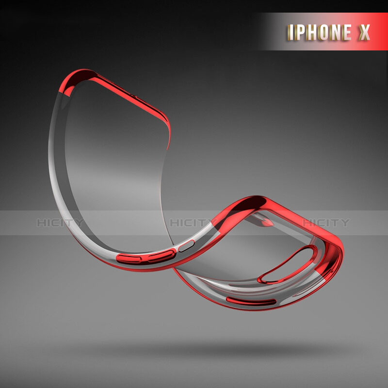 Apple iPhone Xs用360度 フルカバー極薄ソフトケース シリコンケース 耐衝撃 全面保護 R02 アップル レッド