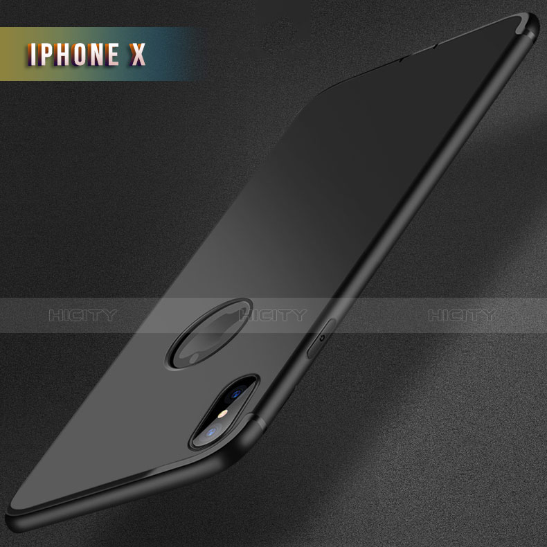 Apple iPhone Xs用極薄ソフトケース シリコンケース 耐衝撃 全面保護 S04 アップル ブラック