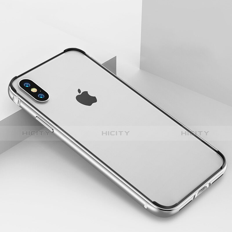 Apple iPhone Xs用ケース 高級感 手触り良い アルミメタル 製の金属製 バンパー アップル シルバー