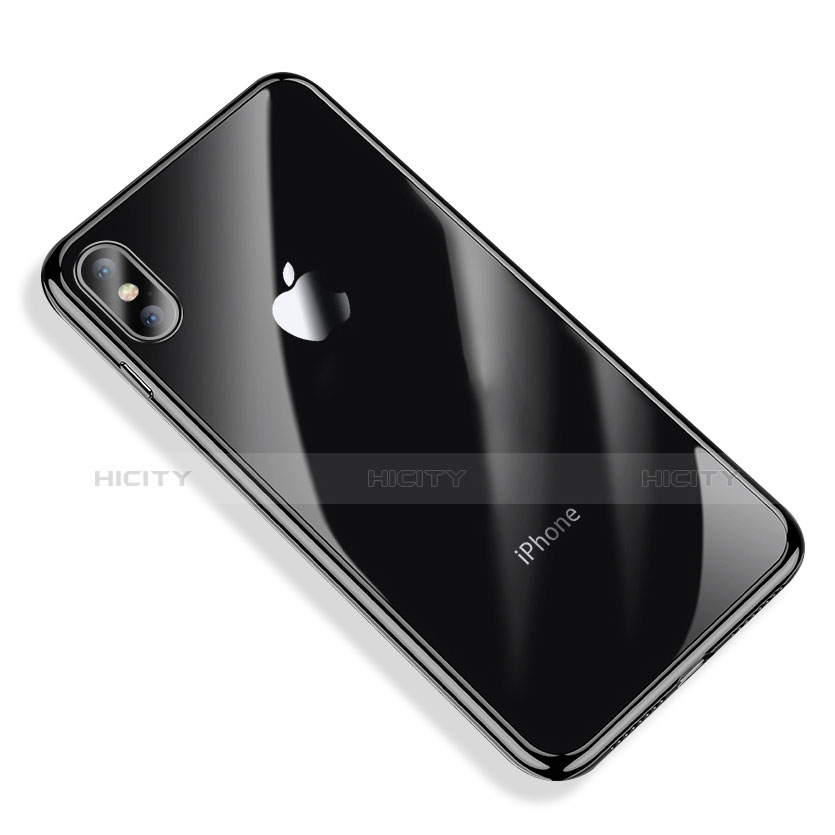 Apple iPhone Xs用極薄ソフトケース シリコンケース 耐衝撃 全面保護 クリア透明 V03 アップル ブラック