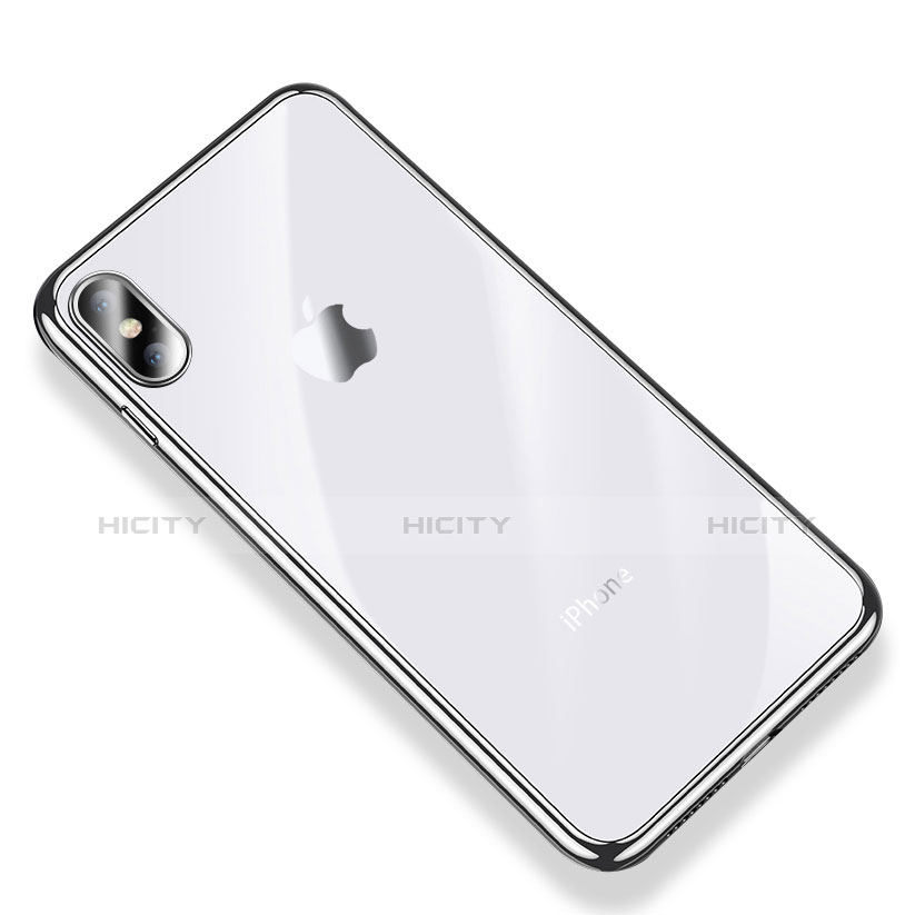 Apple iPhone Xs用極薄ソフトケース シリコンケース 耐衝撃 全面保護 クリア透明 V03 アップル シルバー