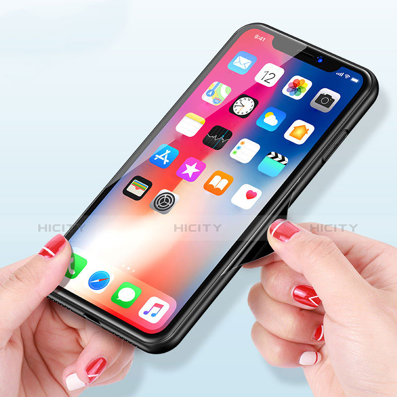 Apple iPhone Xs用極薄ソフトケース シリコンケース 耐衝撃 全面保護 クリア透明 V08 アップル ブラック